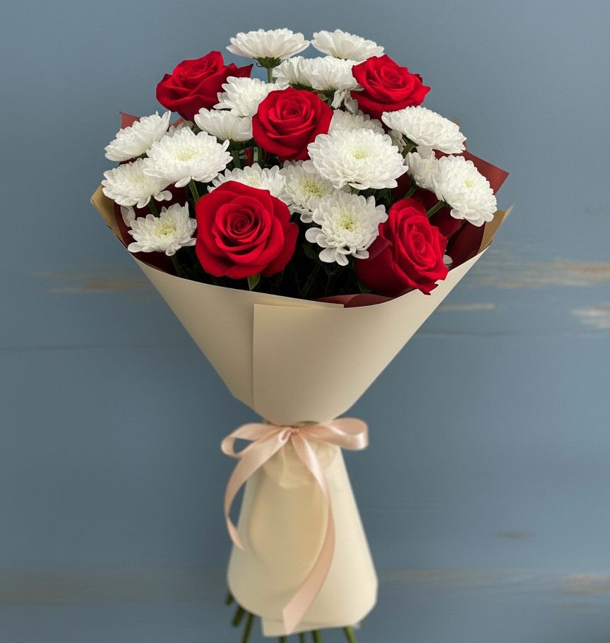 Букет цветов из: Розы и Хризантемы в Веневе