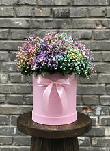 Цветочная композиция из Гипсофила и Розы в шляпной коробке в Веневе