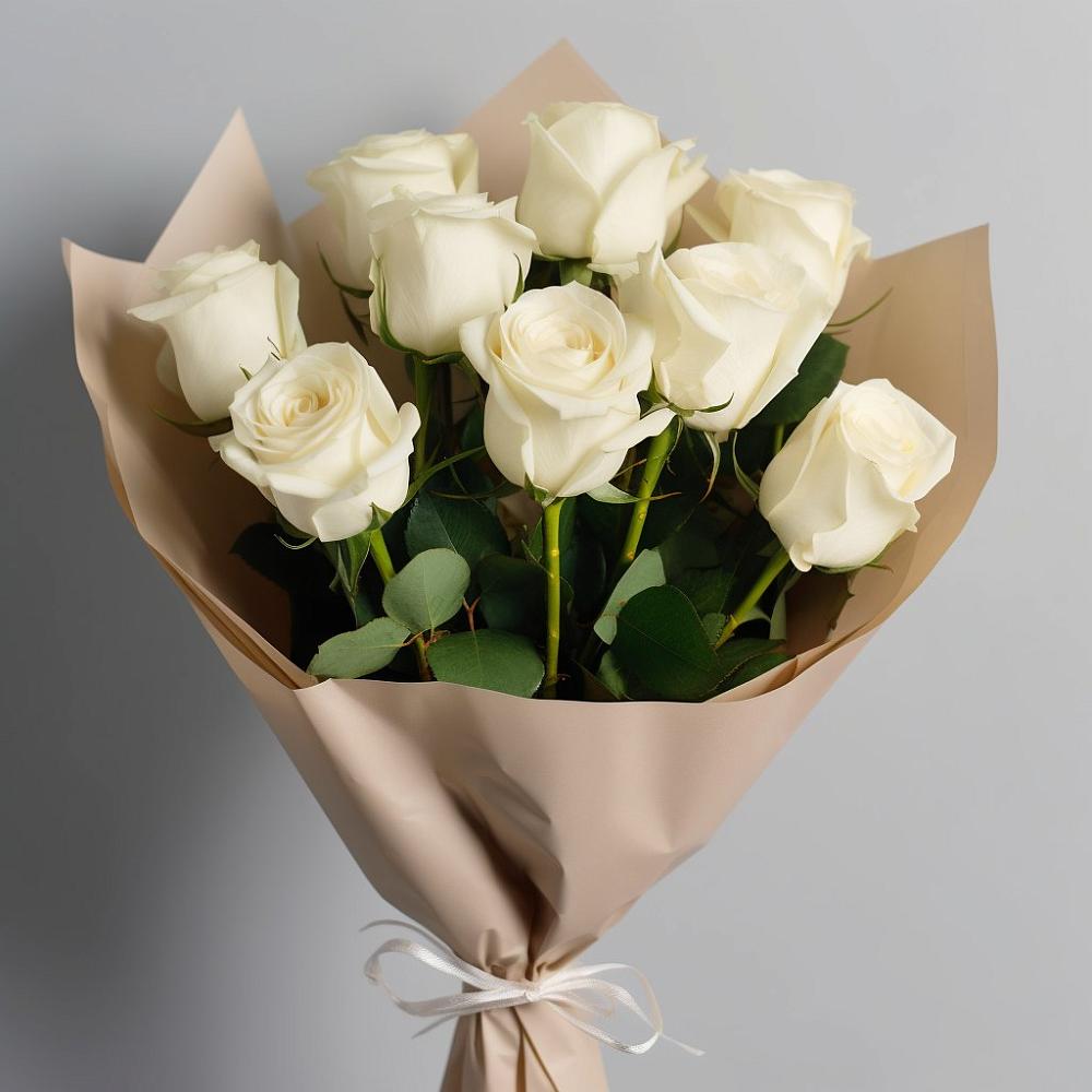 Букет 9 Белых роз Эдлесс Лав в Веневе