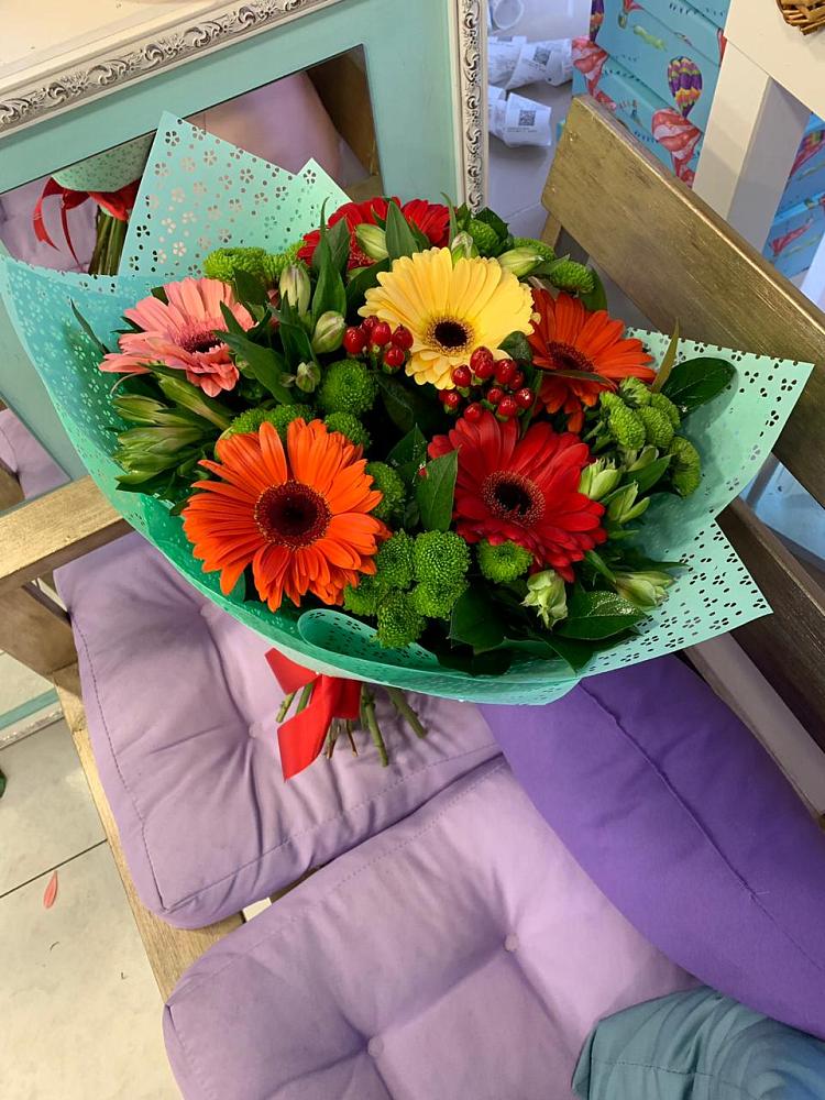 Букет цветов из: Герберы, Хризантемы и Альстромерии в Веневе