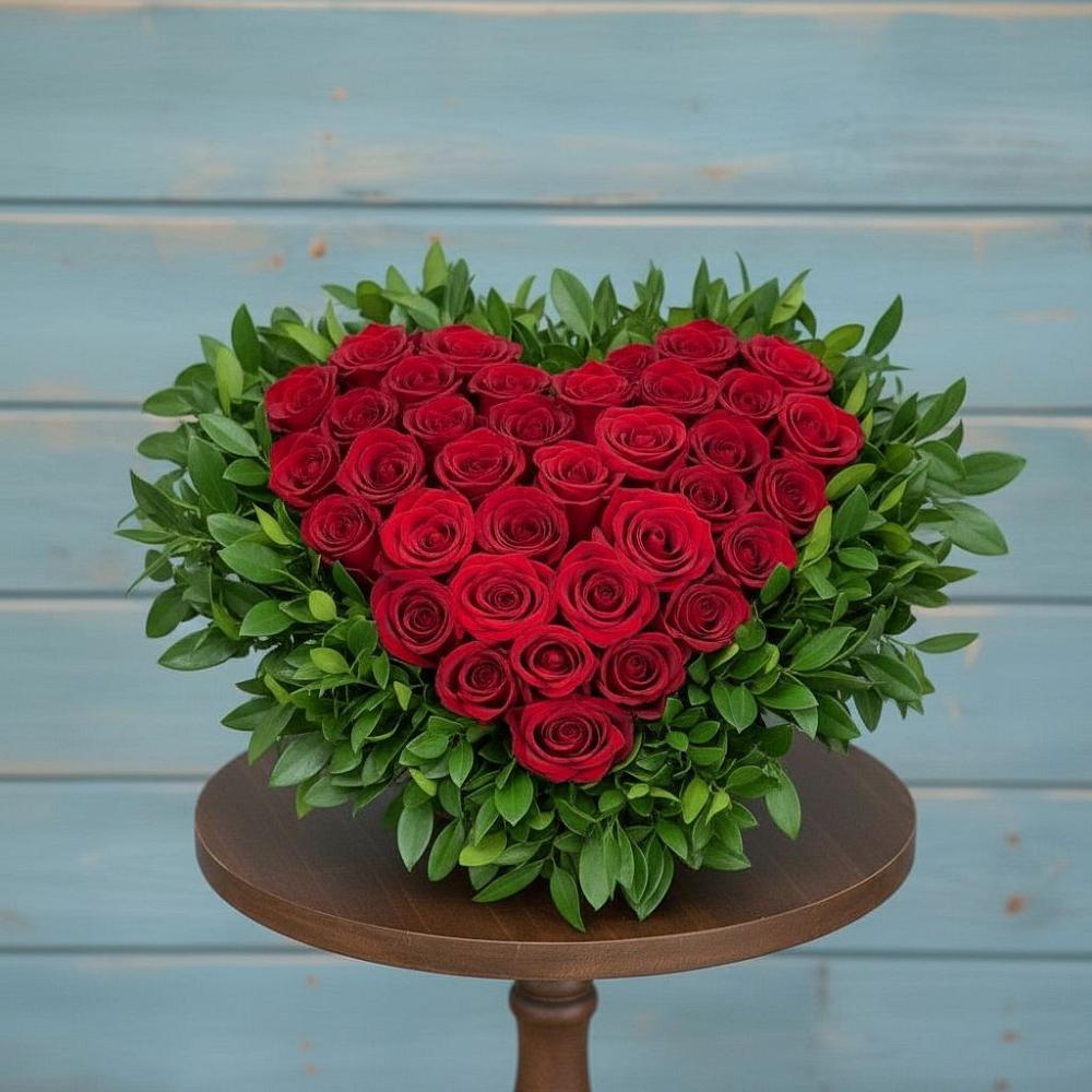 Цветочная композиция из Розы в виде сердца в Веневе