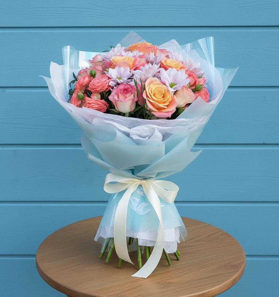 Букет цветов из: Хризантемы и Розы в Веневе