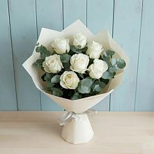 Букет Белые розы в Эвкалипте в Веневе